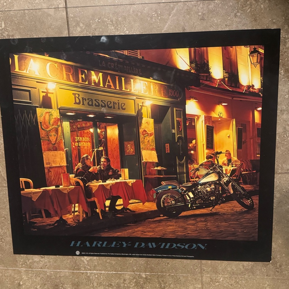 Harley Davidson Paris Cafe La Crémaillère 1900 James Schnepf Poster 2001‎